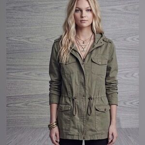 New Look Olive Green Utility Jacket Hooded Anorak Drawstring Waist XL